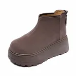 Satin - Finish Genuine Leather Platform - Sole Snow Boots