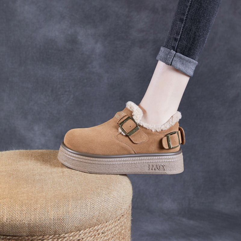 Thick - Sole Belt - Buckle Lined Snow Boots