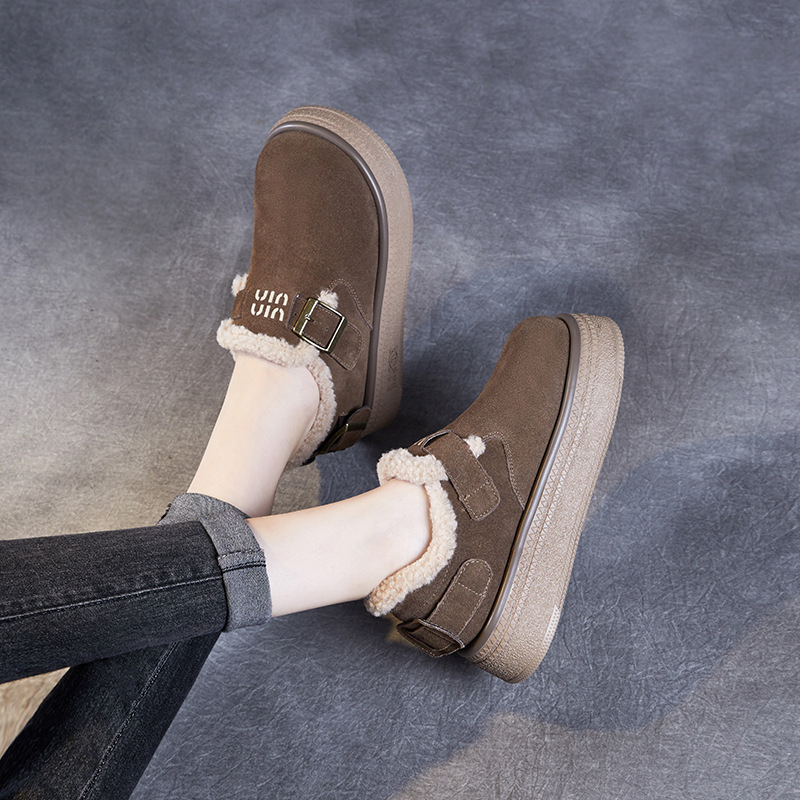 Thick - Sole Belt - Buckle Lined Snow Boots