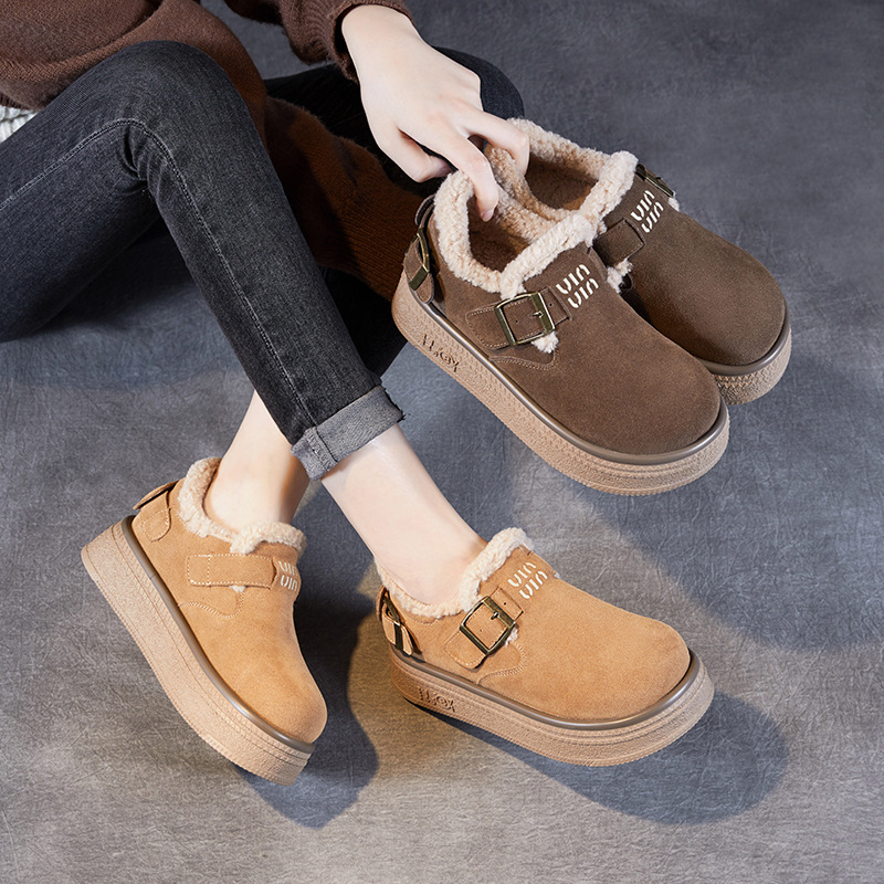 Thick - Sole Belt - Buckle Lined Snow Boots