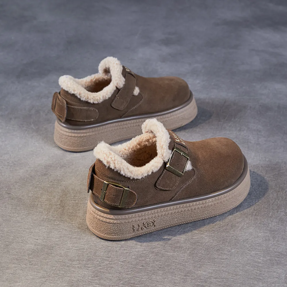 Thick - Sole Belt - Buckle Lined Snow Boots
