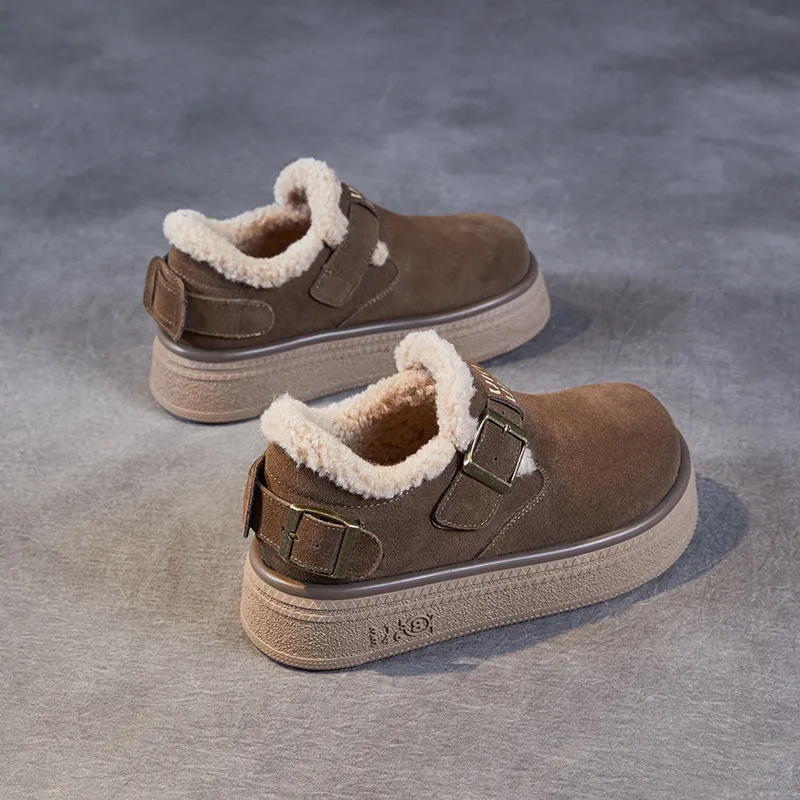 Thick - Sole Belt - Buckle Lined Snow Boots