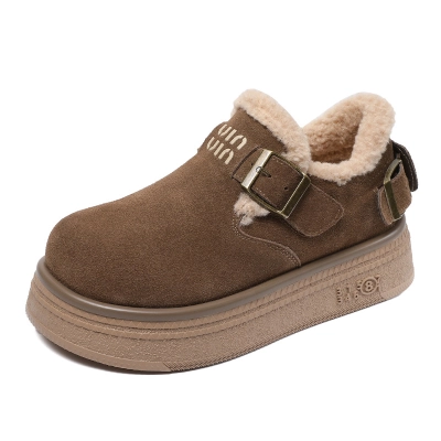 Thick - Sole Belt - Buckle Lined Snow Boots 01