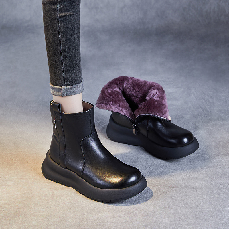 Thick - Sole Wool Mid - Calf Snow Boots