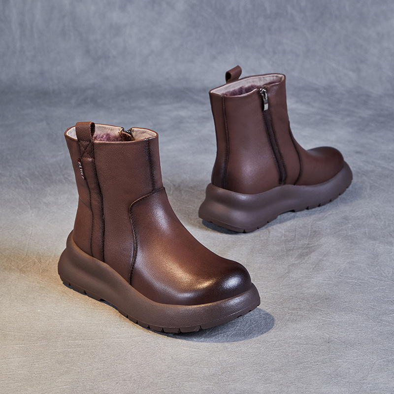 Thick - Sole Wool Mid - Calf Snow Boots