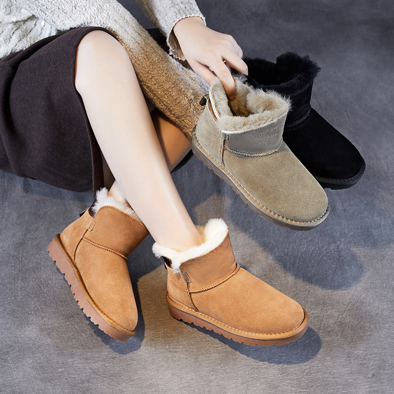 Thickened Suede - Finish Cowhide Warm Snow Boots