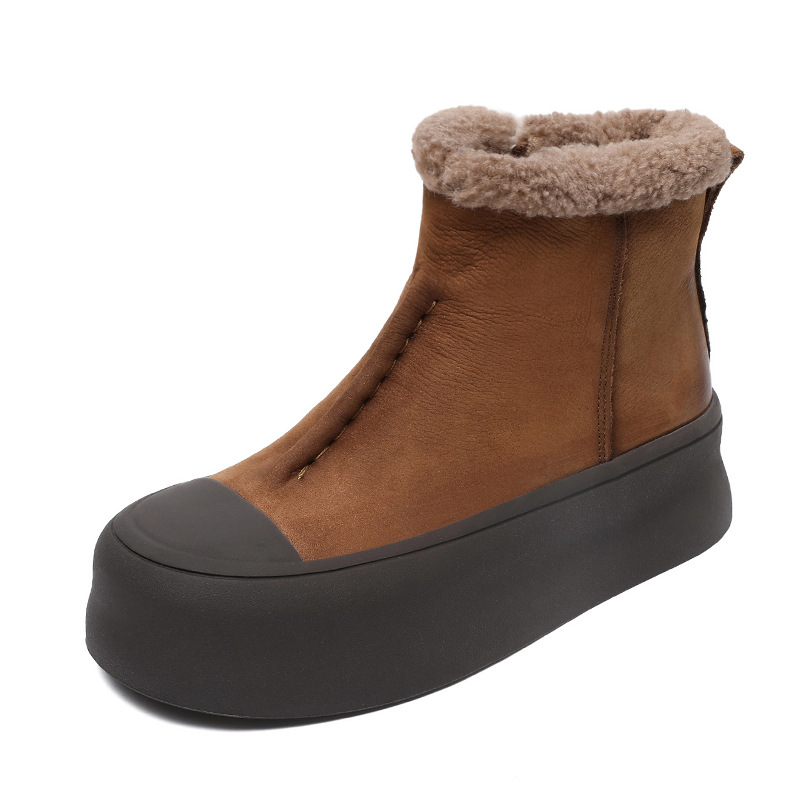 Vintage Cotton - Lined Genuine Leather Snow Boots