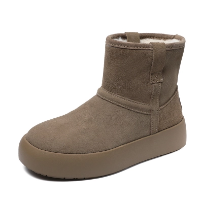 Women's Genuine Leather Simple Thick - Sole Fashion Snow Boots 02