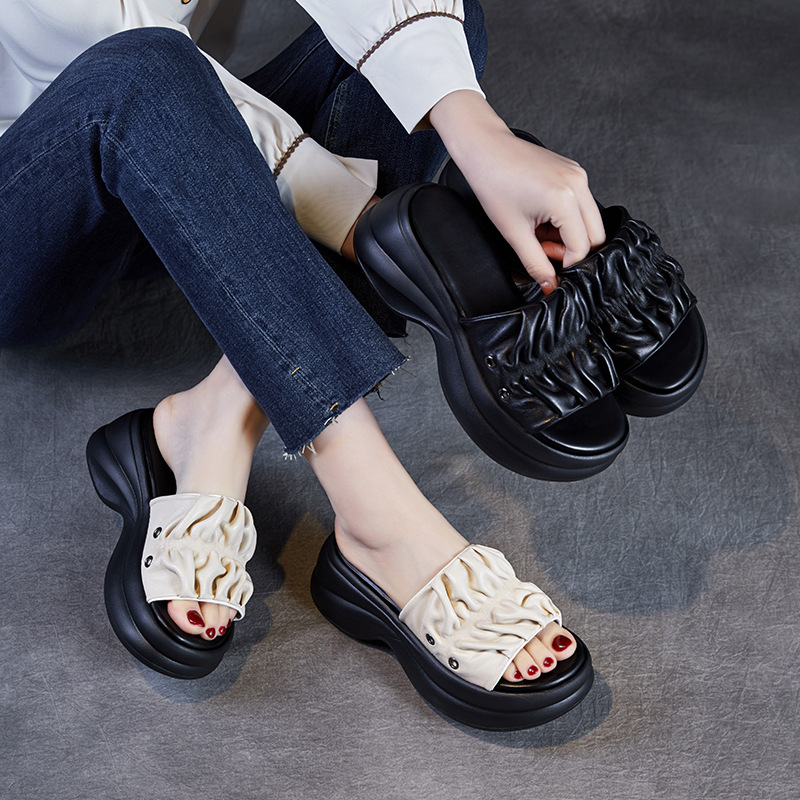 Summer New Sheepskin Thick - Sole Sandals