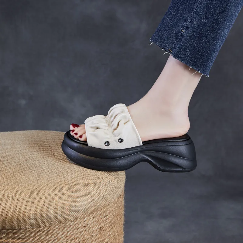 Summer New Sheepskin Thick - Sole Sandals
