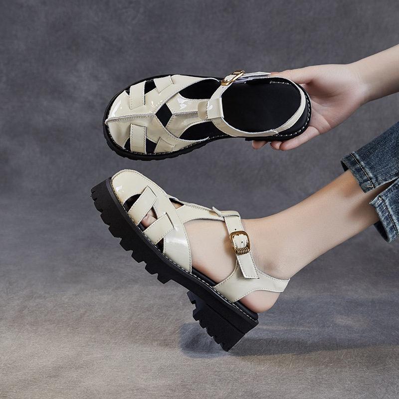 New Women's Woven Platform Toe - cap Roman Sandals