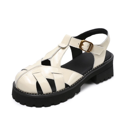 New Women's Woven Platform Toe - cap Roman Sandals 01