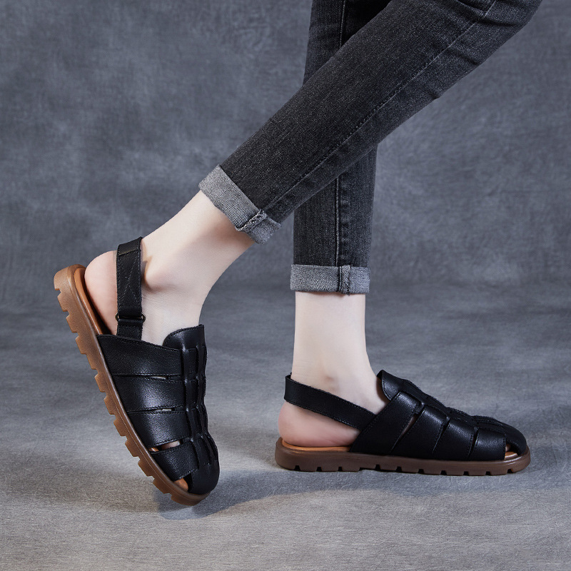 Retro Hand - woven Toe - cap Women's Soft - sole Sandals