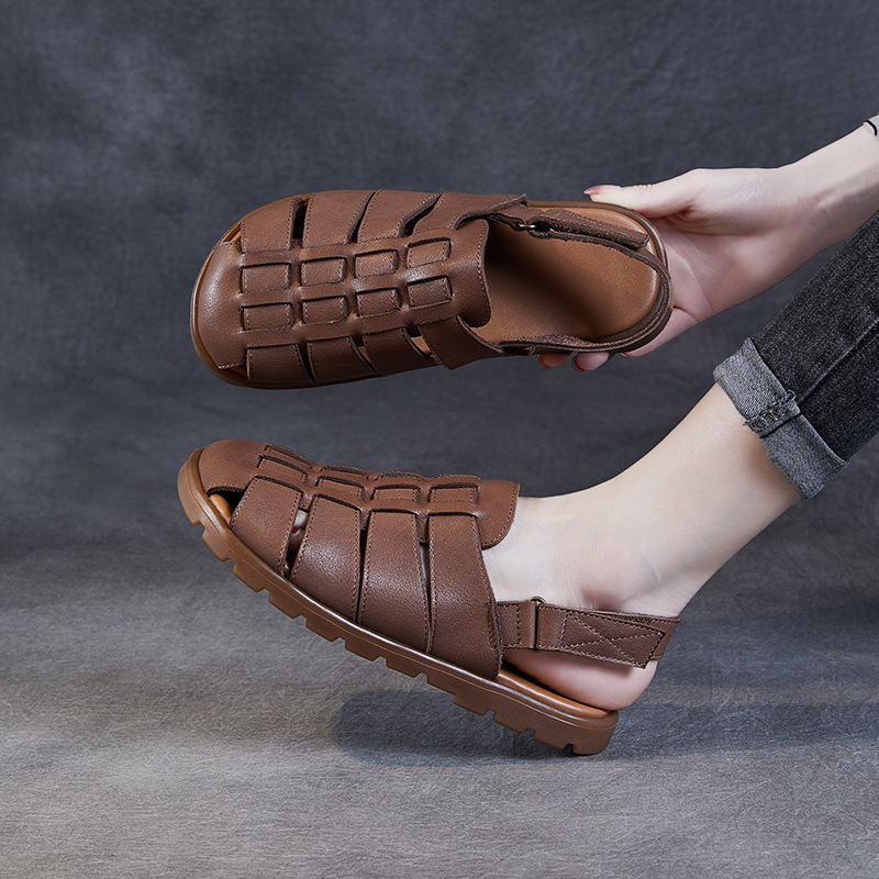 Retro Hand - woven Toe - cap Women's Soft - sole Sandals