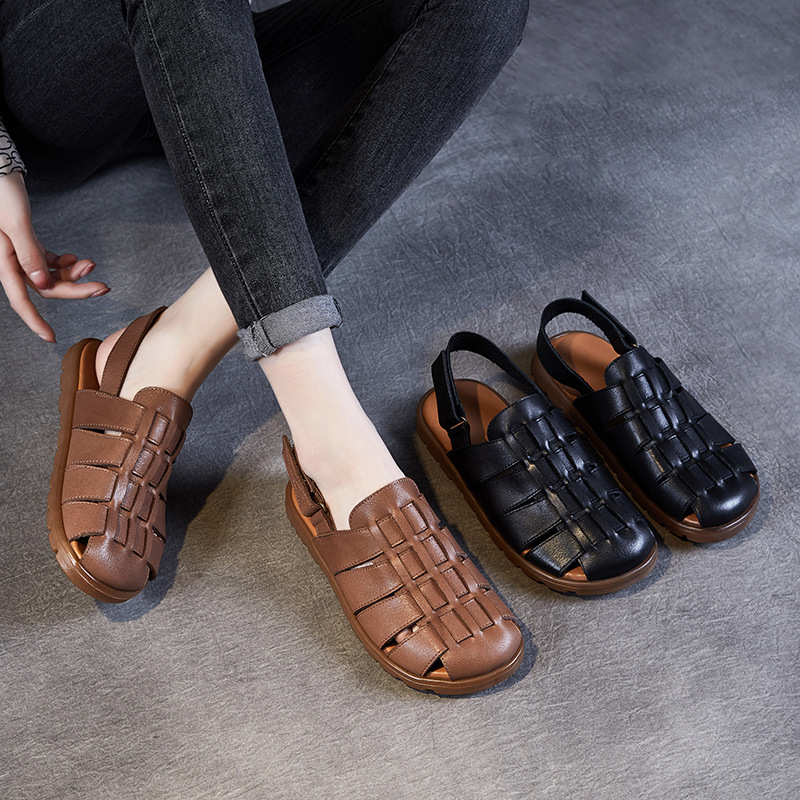 Retro Hand - woven Toe - cap Women's Soft - sole Sandals