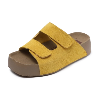 Women's Genuine Cowhide Platform Birkenstock - style Slippers 02