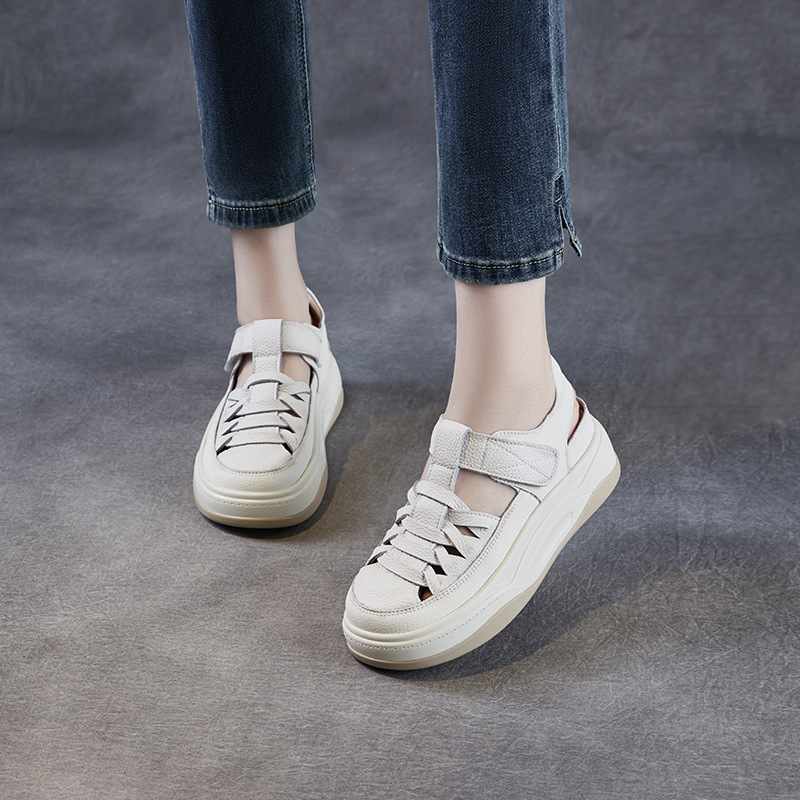 Women's Genuine Leather Casual Peep - toe Roman Sandals