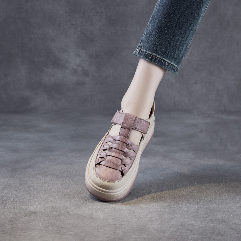 Women's Genuine Leather Casual Peep - toe Roman Sandals