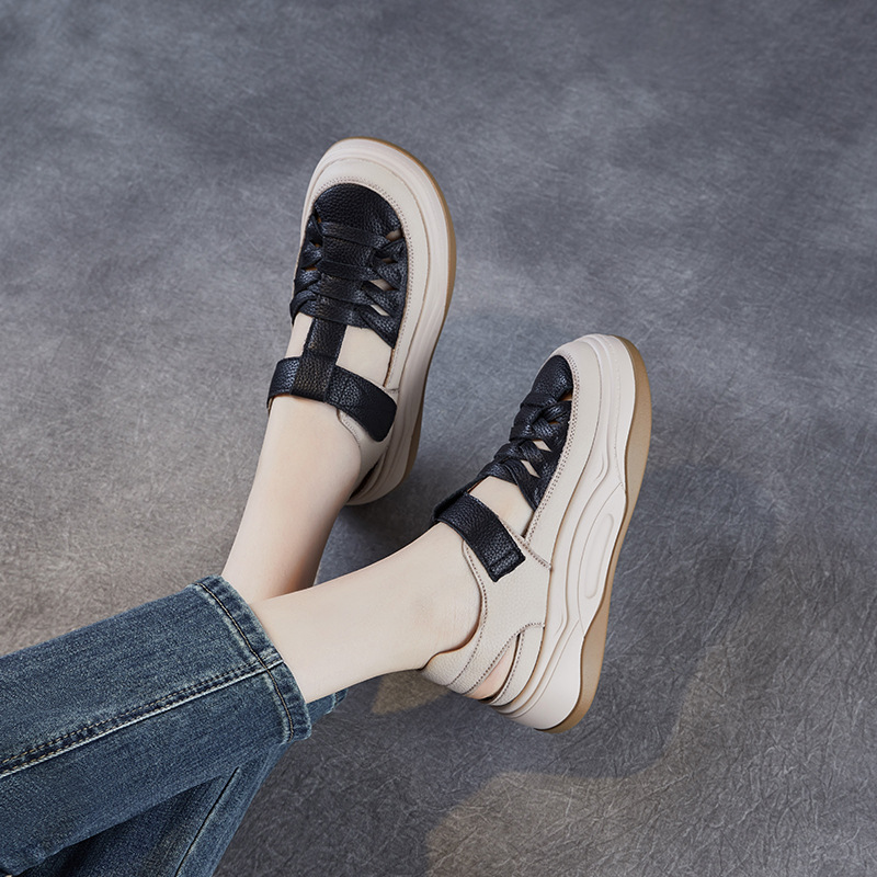 Women's Genuine Leather Casual Peep - toe Roman Sandals