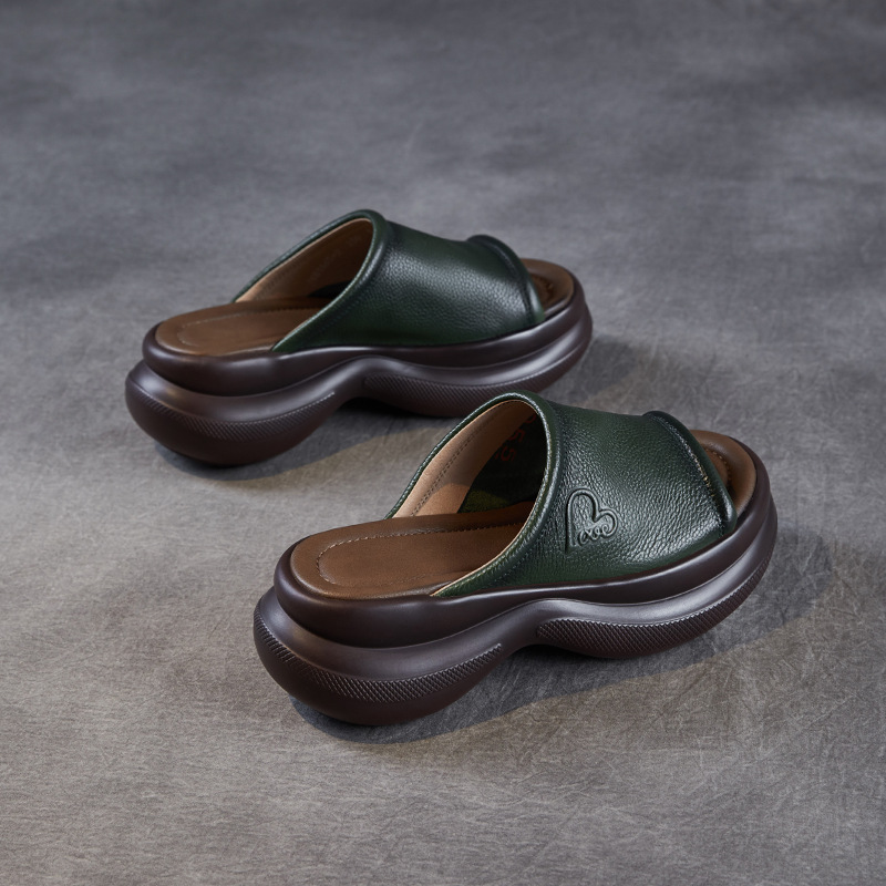 Women's Genuine Leather Fish - mouth Roman Sandals