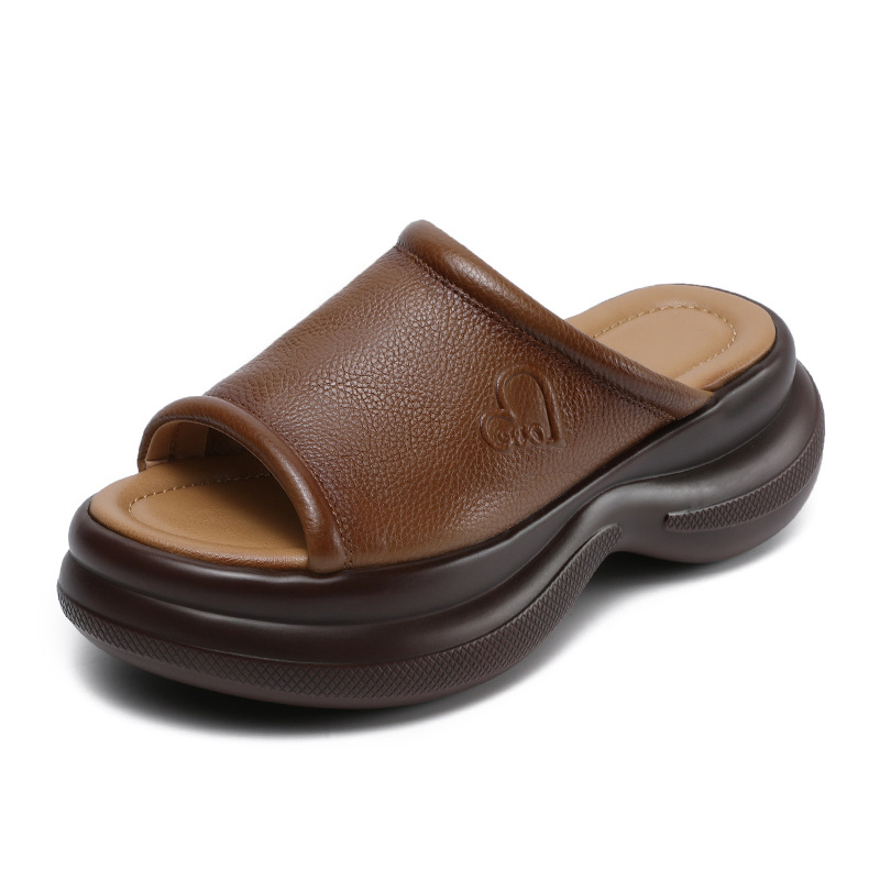 Women's Genuine Leather Fish - mouth Roman Sandals