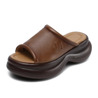 Women's Genuine Leather Fish - mouth Roman Sandals 01