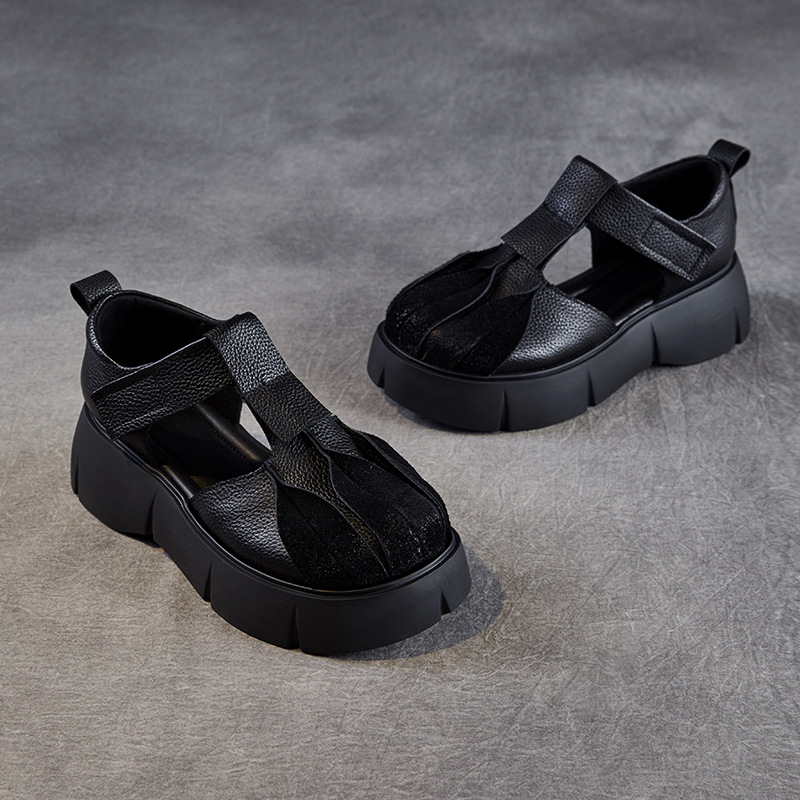 Women's Genuine Leather Platform Toe - cap Sandals