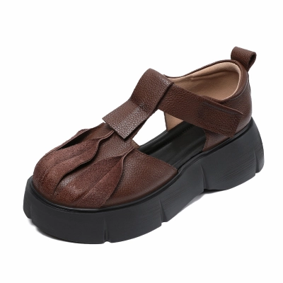 Women's Genuine Leather Platform Toe - cap Sandals 01
