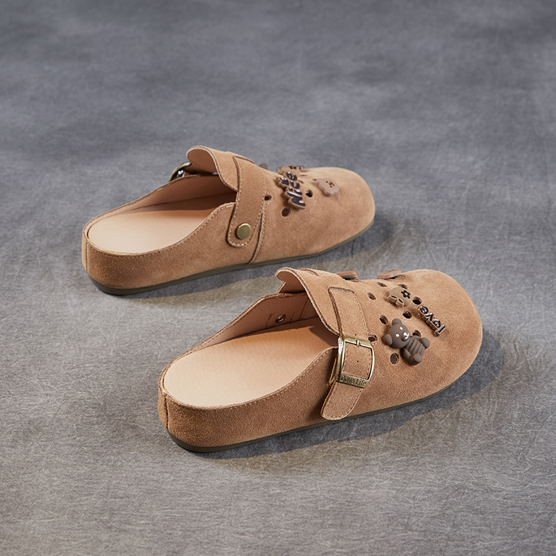 Women's Genuine Leather Toe - cap Birkenstock Lazy Slippers