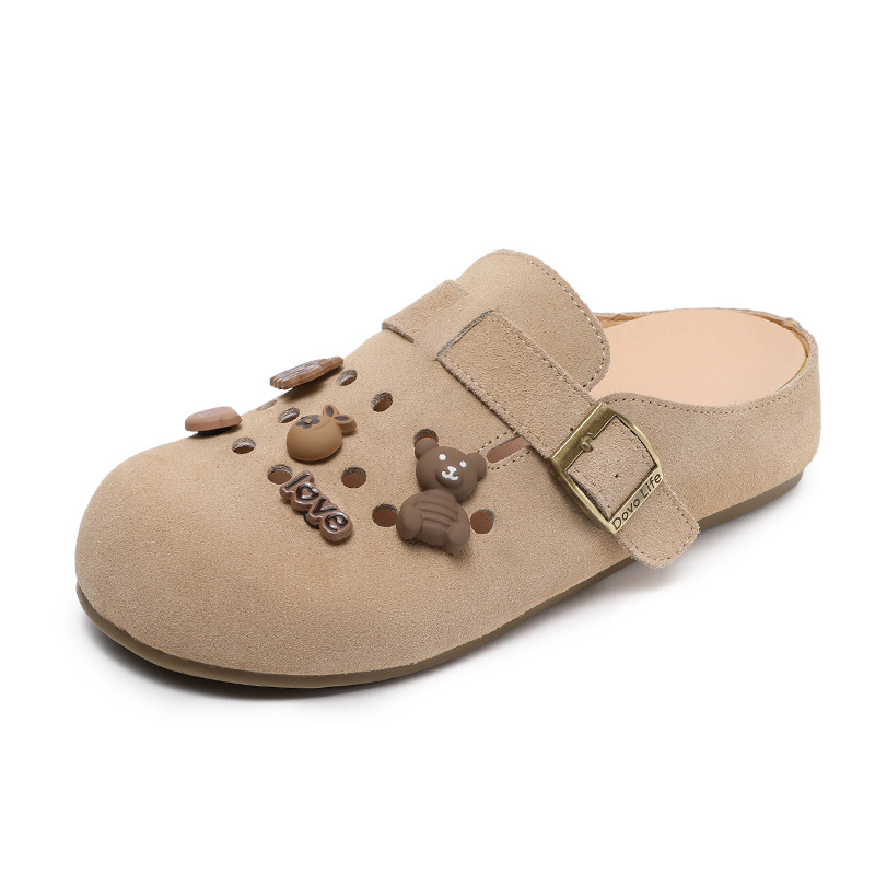 Women's Genuine Leather Toe - cap Birkenstock Lazy Slippers