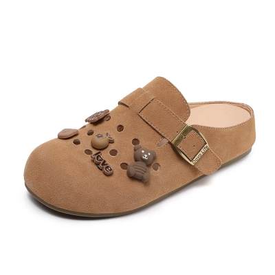 Women's Genuine Leather Toe - cap Birkenstock Lazy Slippers 02