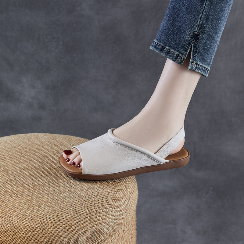 Women's Hand - made Cowhide Flat Sandals