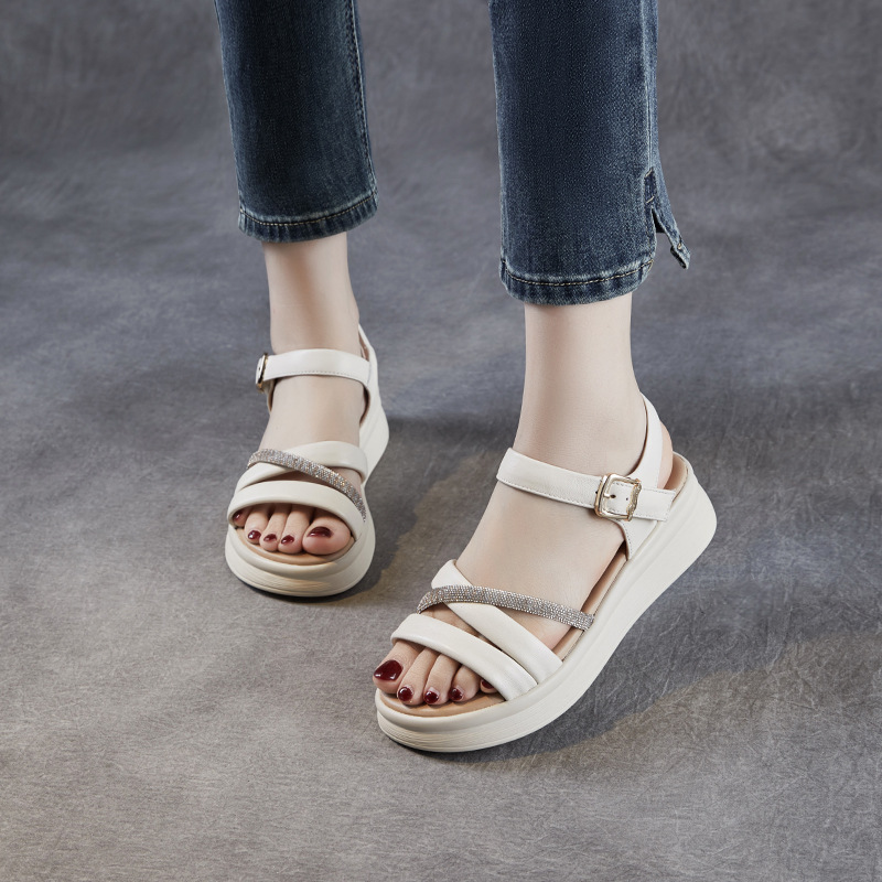 Women's Leather One - strap Flat Sandals