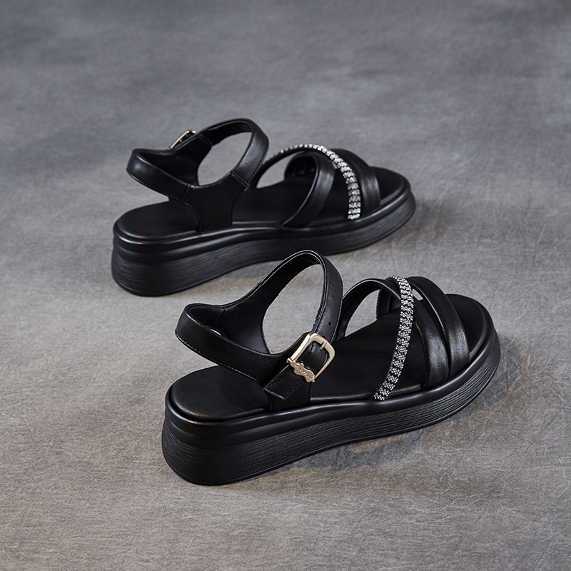 Women's Leather One - strap Flat Sandals