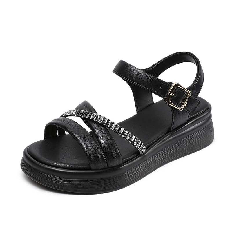 Women's Leather One - strap Flat Sandals