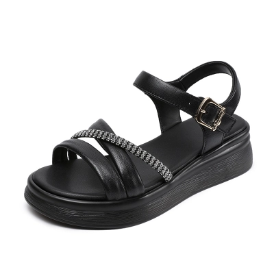 Women's Leather One - strap Flat Sandals 02