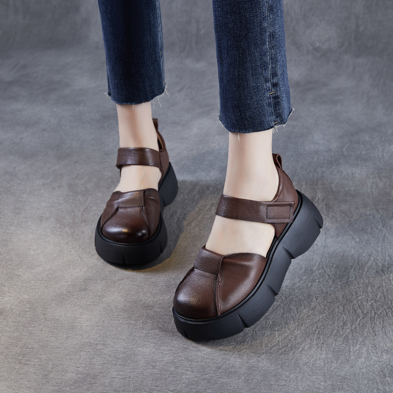 Women's Retro Hollow - out Platform Casual Leather Sandals