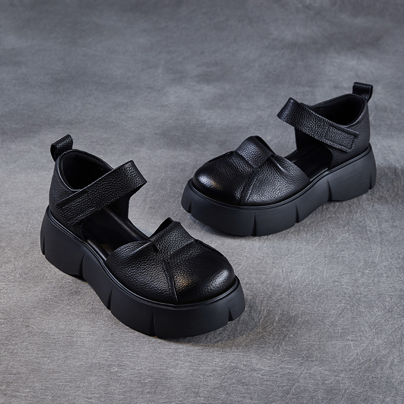 Women's Retro Hollow - out Platform Casual Leather Sandals