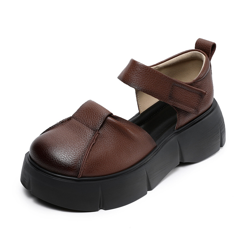 Women's Retro Hollow - out Platform Casual Leather Sandals
