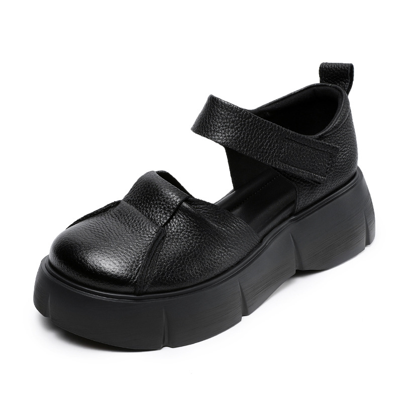 Women's Retro Hollow - out Platform Casual Leather Sandals