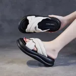 Women's Suede Platform Chunky - Heel Slide - on Sandals for Outdoor Wear