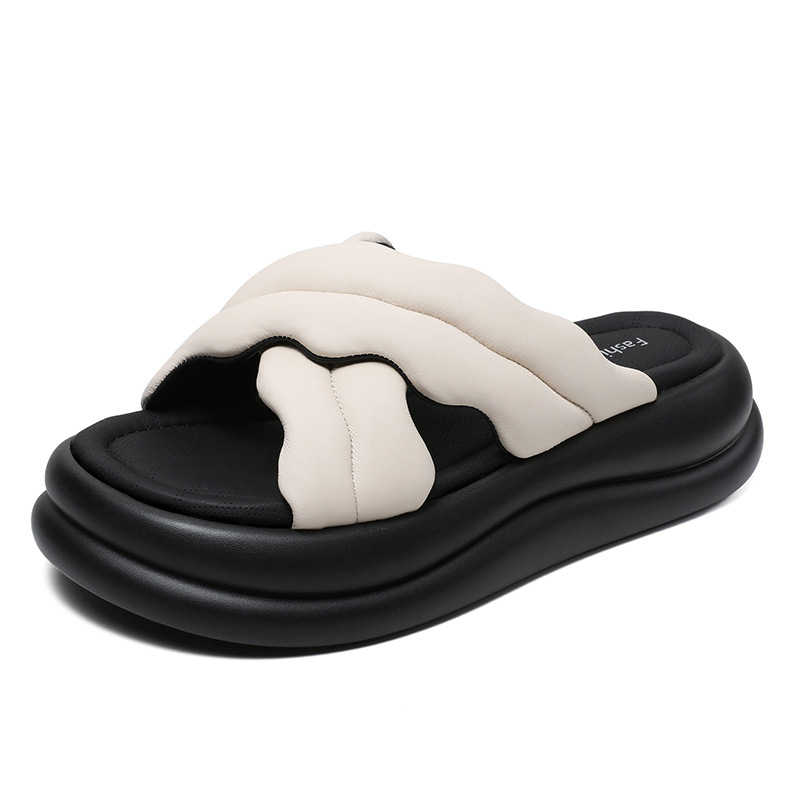 Women's Suede Platform Chunky - Heel Slide - on Sandals for Outdoor Wear