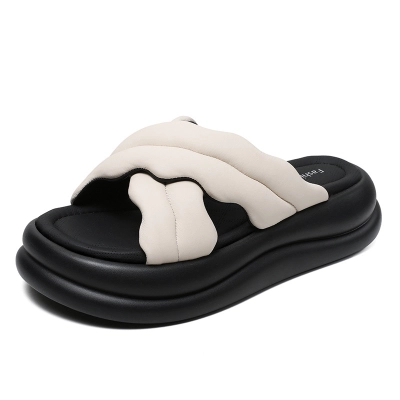 Women's Suede Platform Chunky - Heel Slide - on Sandals for Outdoor Wear 01