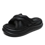 Women's Suede Platform Chunky - Heel Slide - on Sandals for Outdoor Wear