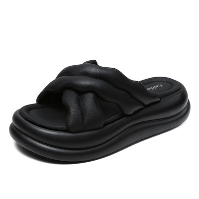 Women's Suede Platform Chunky - Heel Slide - on Sandals for Outdoor Wear 02