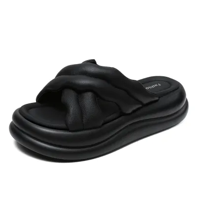 Women's Suede Platform Chunky - Heel Slide - on Sandals for Outdoor Wear 02