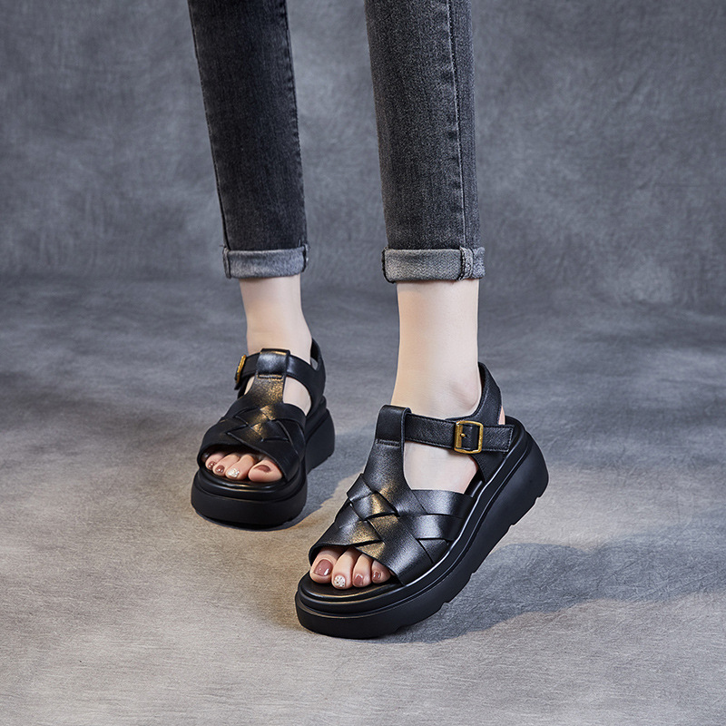 Women's Summer Breathable Genuine Leather Soft - sole Sandals