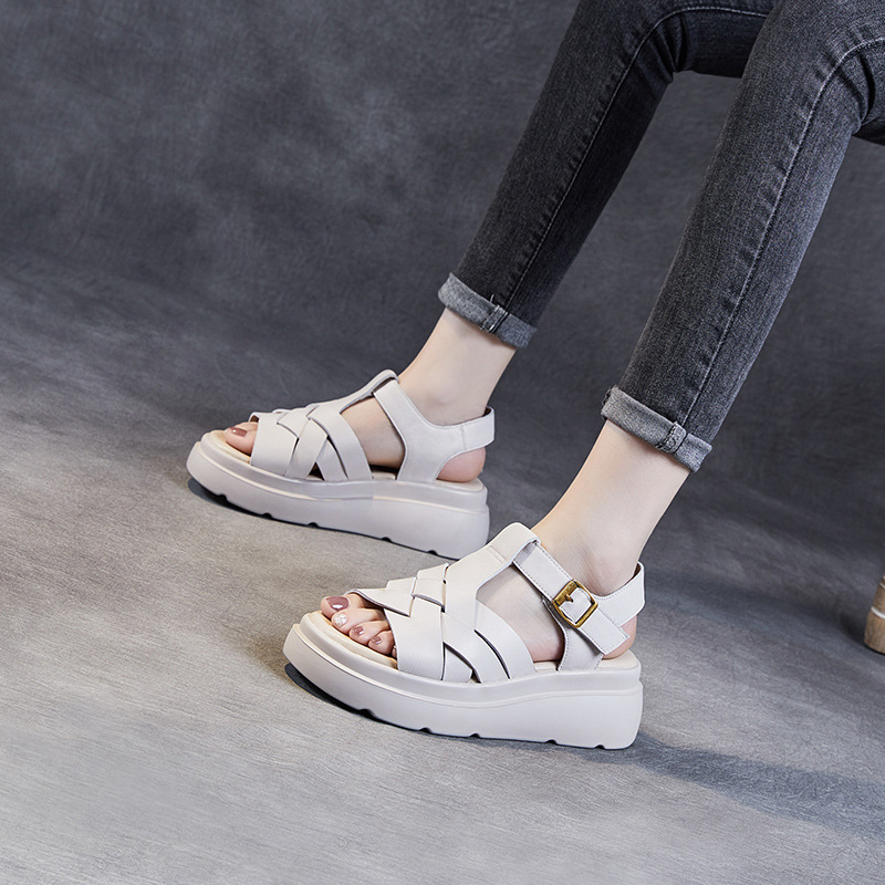 Women's Summer Breathable Genuine Leather Soft - sole Sandals