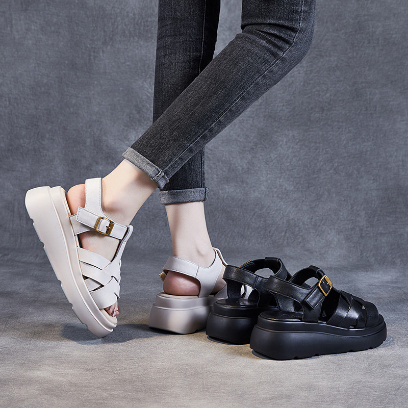 Women's Summer Breathable Genuine Leather Soft - sole Sandals