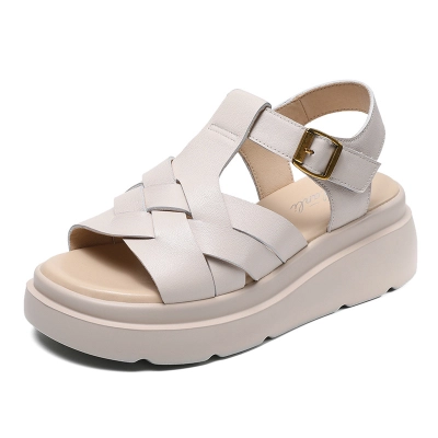 Women's Summer Breathable Genuine Leather Soft - sole Sandals 01